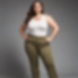 A stylish pair of plus size straight leg khaki pants on display