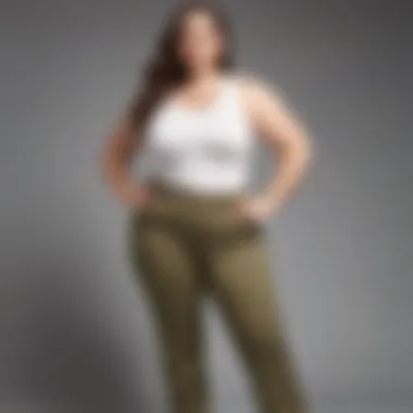 Stylish Plus Size Khaki Pants A stylish pair of plus size straight leg khaki pants on display