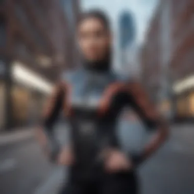 Fashion Meets Functionality Stylish design of a fitted workout jacket displayed in an urban environment emphasizing fashion
