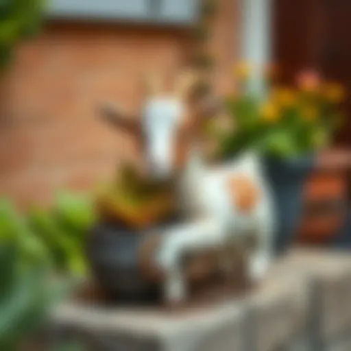 Charming goat planter showcasing vibrant succulents