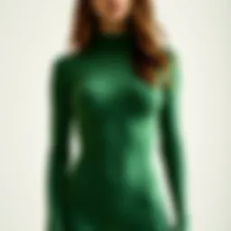 A stylish green unitard showcased against a minimalist backdrop