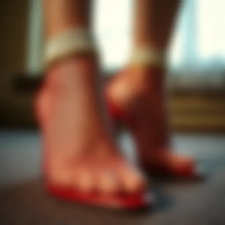 Sophistication in Design: Fishnet Shoes Elegant fishnet shoes showcasing intricate design patterns