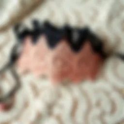 Elegant lace blindfold on a vintage lace background