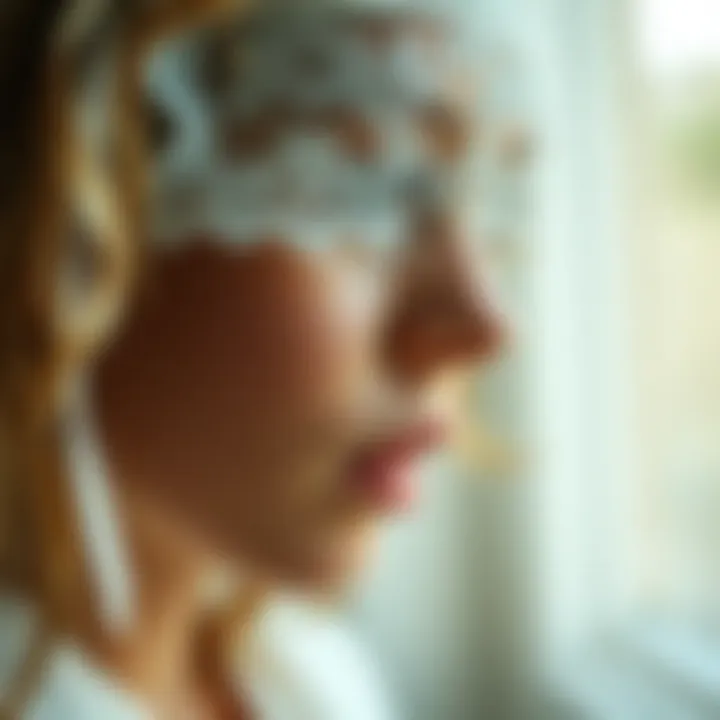 Close-up of intricate lace detailing on a blindfold