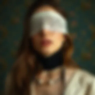 Lace blindfold styled with modern fashion accessories