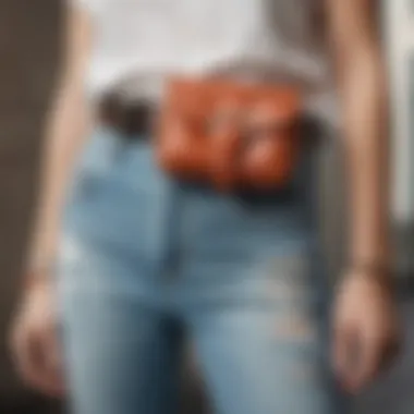 Fashionable fanny packs with unique buckles displayed in a trendy setting