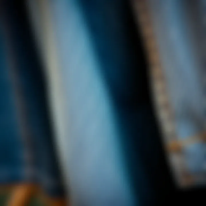 Jean Fabric Texture and Details Close-up of jean fabric showcasing unique textures and stitching.