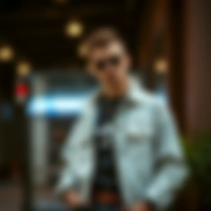 Modern Jean Jacket Coat Styling A modern interpretation of the jean jacket coat styled with contemporary attire.