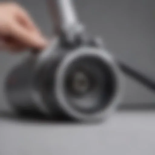 A close-up of a lint vacuum attachment showcasing its design and features