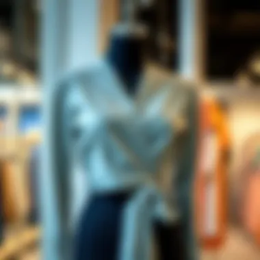 An Elegant Display of the Long Sleeve Cropped Wrap Top Elegant long sleeve cropped wrap top displayed on a mannequin