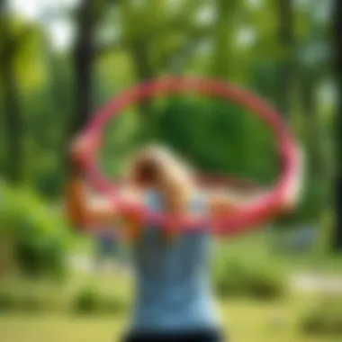 Individual enjoying a hula hooping workout outdoors