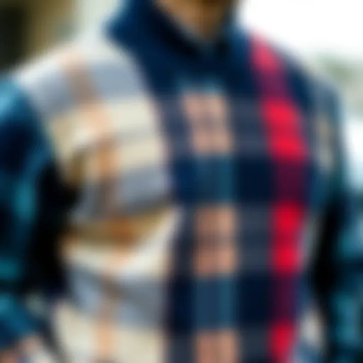 An artistic representation of different color variations and designs available in plaid sweaters.