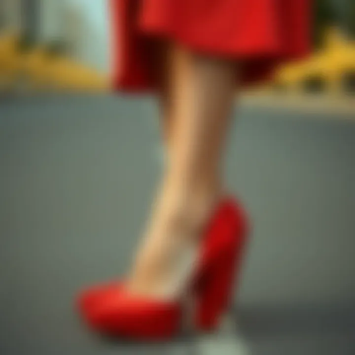 A stylish outfit complemented by eye-catching cone heels.