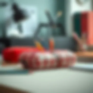 Stylish plush pencil cases arranged aesthetically on a desk