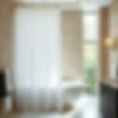 Sophistication in Polyester Elegant polyester shower curtain draping in a modern bathroom