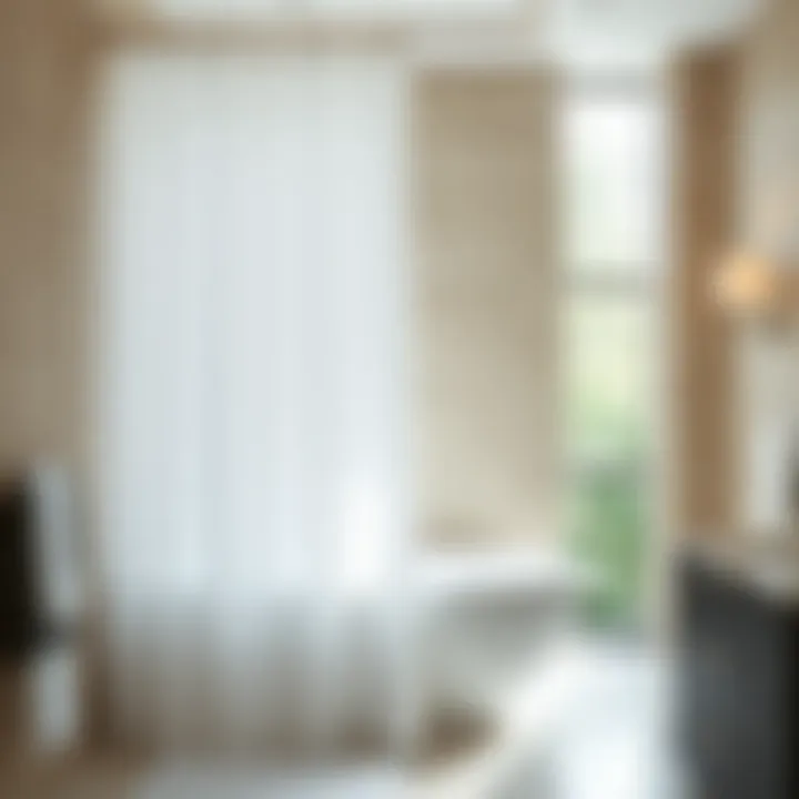 Sophistication in Polyester Elegant polyester shower curtain draping in a modern bathroom