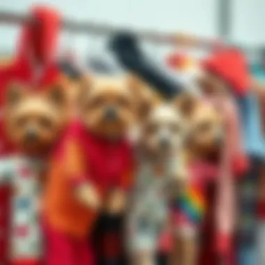 Diverse Styles: The Range of Small Dog Pajamas Variety of small dog pajamas displayed on a clothing rack