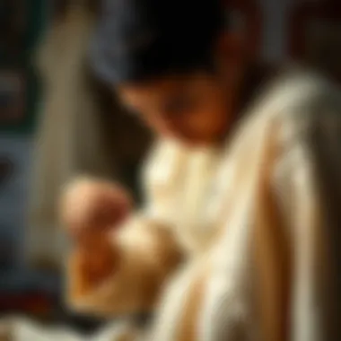 Artisan Applying Crystal Beads An artisan skillfully applying crystal beads to a garment.