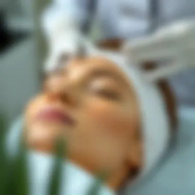 Headband Functionality in Facial Care A close-up of a headband in use during a facial treatment