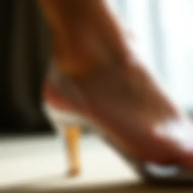 Material and Structure of Clear Heel Straps Close-up view of clear heel straps highlighting their material and structure