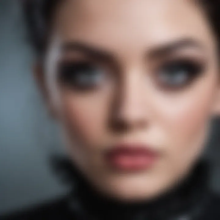 A variety of goth lash styles displayed artistically.