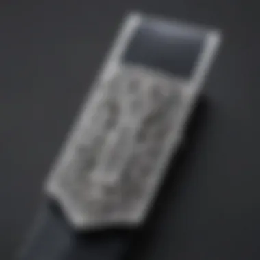 Intricate Details of Personalised Tie Clips Close-up of a personalised tie clip highlighting intricate details