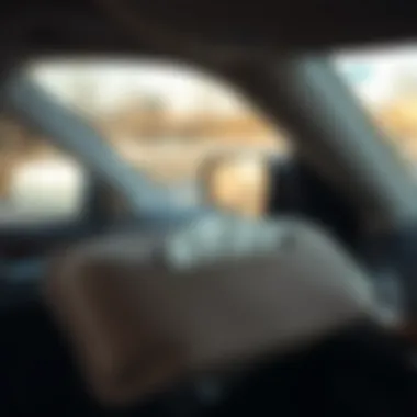 Close-up of various materials used in sun visor tissue holders