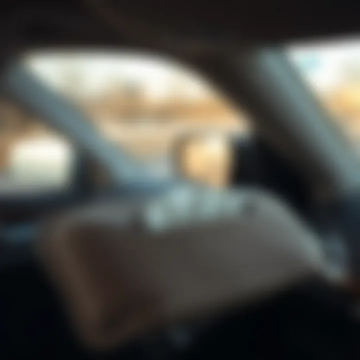 Close-up of various materials used in sun visor tissue holders