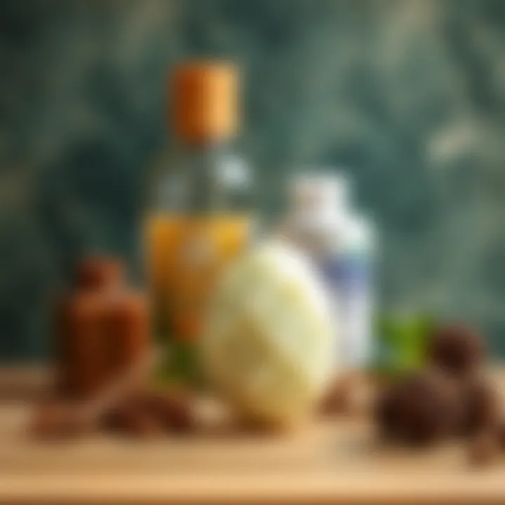 An eco-friendly silicone hair scrubber displayed alongside natural hair products