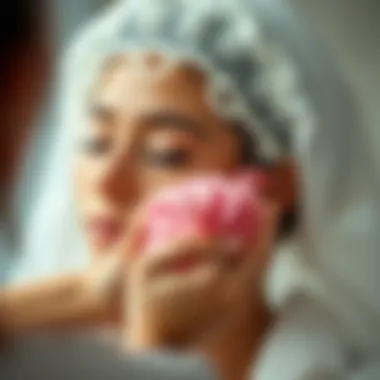 Silicone hair scrubber being used in a hair care routine