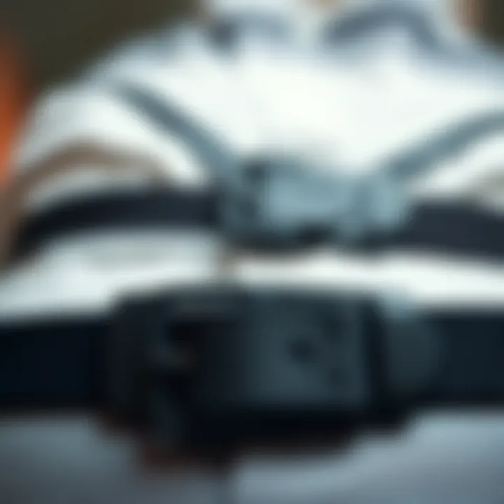 A detailed view of a sizer belt showcasing its adjustable features and design elements