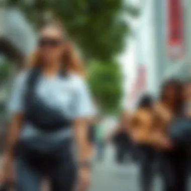 Urban Fashion Statement Stylish individuals using slim waist packs in urban environments