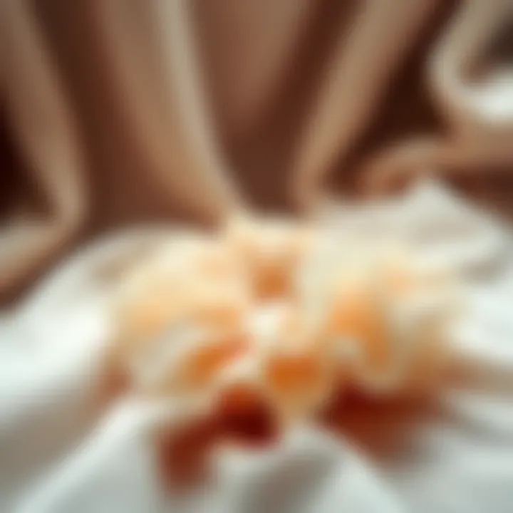 Chic Display of Chiffon Scrunchie Elegant chiffon scrunchie displayed on a soft fabric