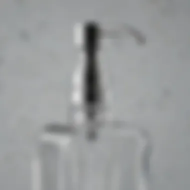 Detailed View of Square Glass Soap Dispenser Material Close-up of a square glass soap dispenser highlighting its material