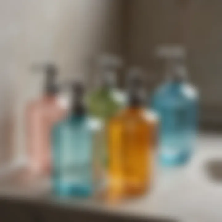 Variety of square glass soap dispensers showcasing different designs