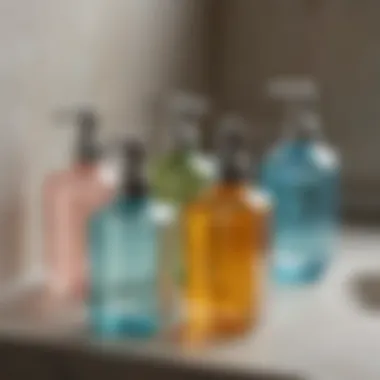 Diverse Designs of Square Glass Soap Dispensers Variety of square glass soap dispensers showcasing different designs