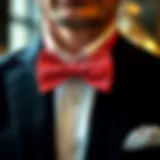 An elegant string bowtie displayed on a tailored suit