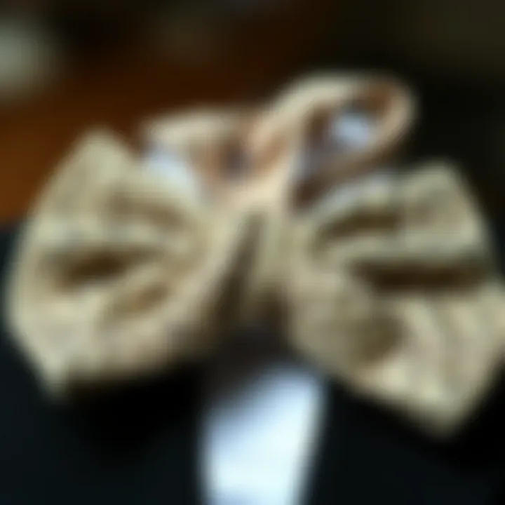 Close-up of the intricate craftsmanship of a string bowtie