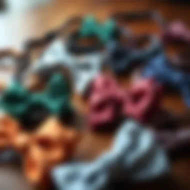 A variety of string bowties showcasing different colors and patterns