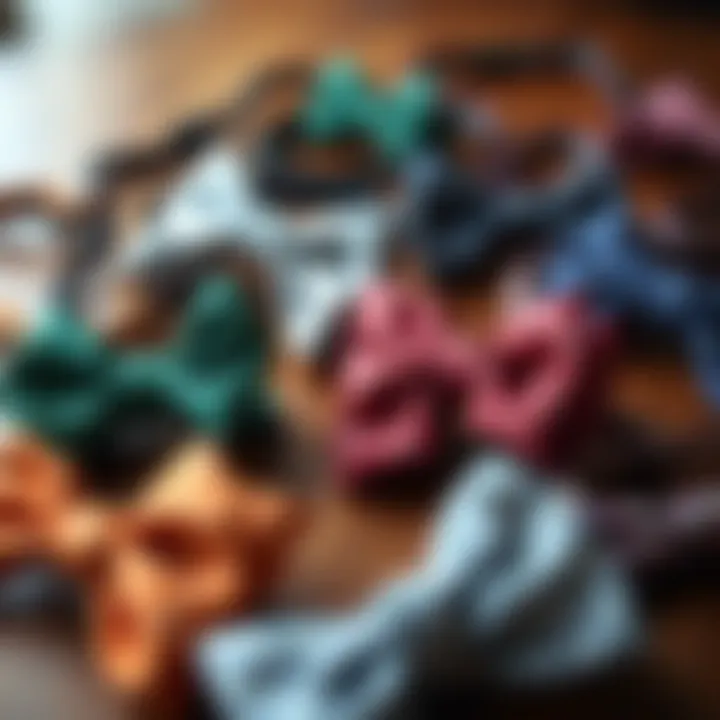 A variety of string bowties showcasing different colors and patterns