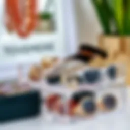 Elegant square acrylic organizer showcasing fashion accessories.