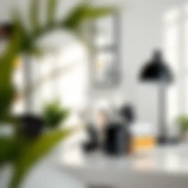 Sleek Workspace Organization with Acrylic Minimalist square acrylic organizer in a personal workspace.