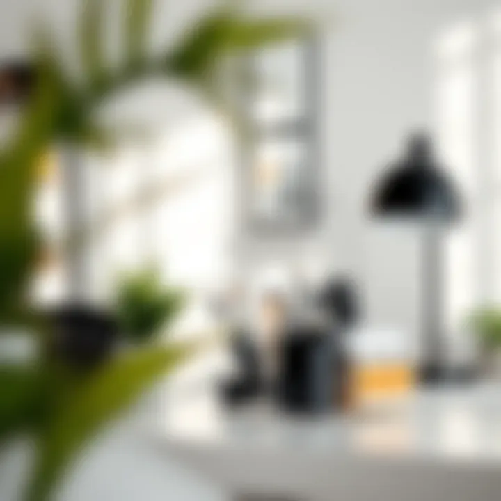 Sleek Workspace Organization with Acrylic Minimalist square acrylic organizer in a personal workspace.