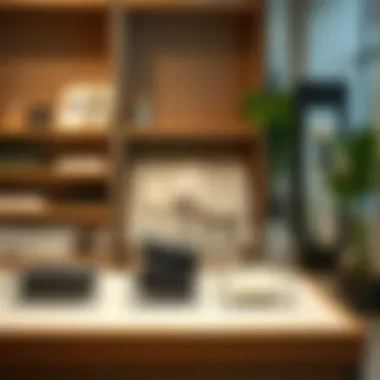 Chic Retail Setup with Acrylic Organizers Modern retail display featuring square acrylic organizers.