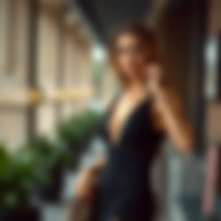 A stylish ensemble featuring a v neck bandage dress