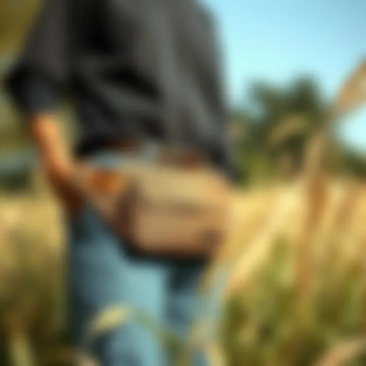 Sustainable belt bags made from eco-friendly materials on a natural background