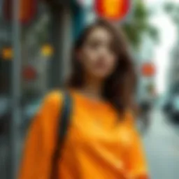 Casual sleeve tops showcased in a trendy urban setting