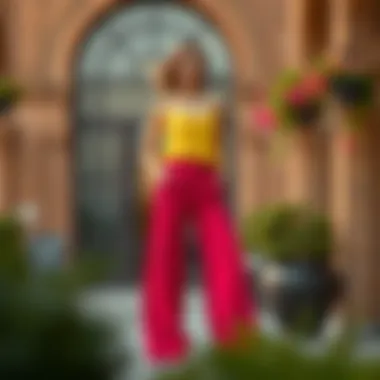 Chic Pairing of Palazzo Pants Elegant palazzo pants in a vibrant color paired with a chic top