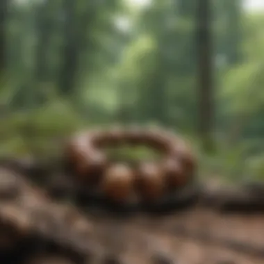 Sustainability and Nature in Wooden Bead Design A serene setting with sustainable wooden bead designs and natural elements