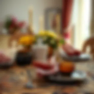 Artistry in Table Setting Creative arrangement of tableware on tiger print tablecloth